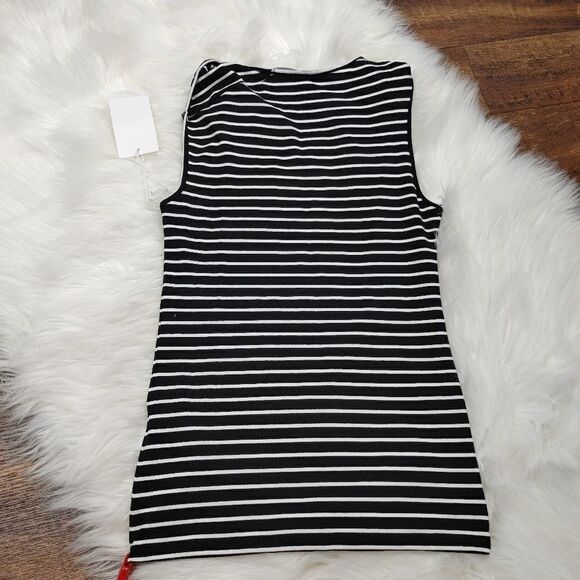 FRAME Knot Shoulder Tank Top In Noir Multi Black w - Picture 9 of 13